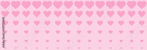 Valentines Day background with hearts. Illustration in flat design.For greeting card,wedding invitation and banner.Pink heart on pink background.