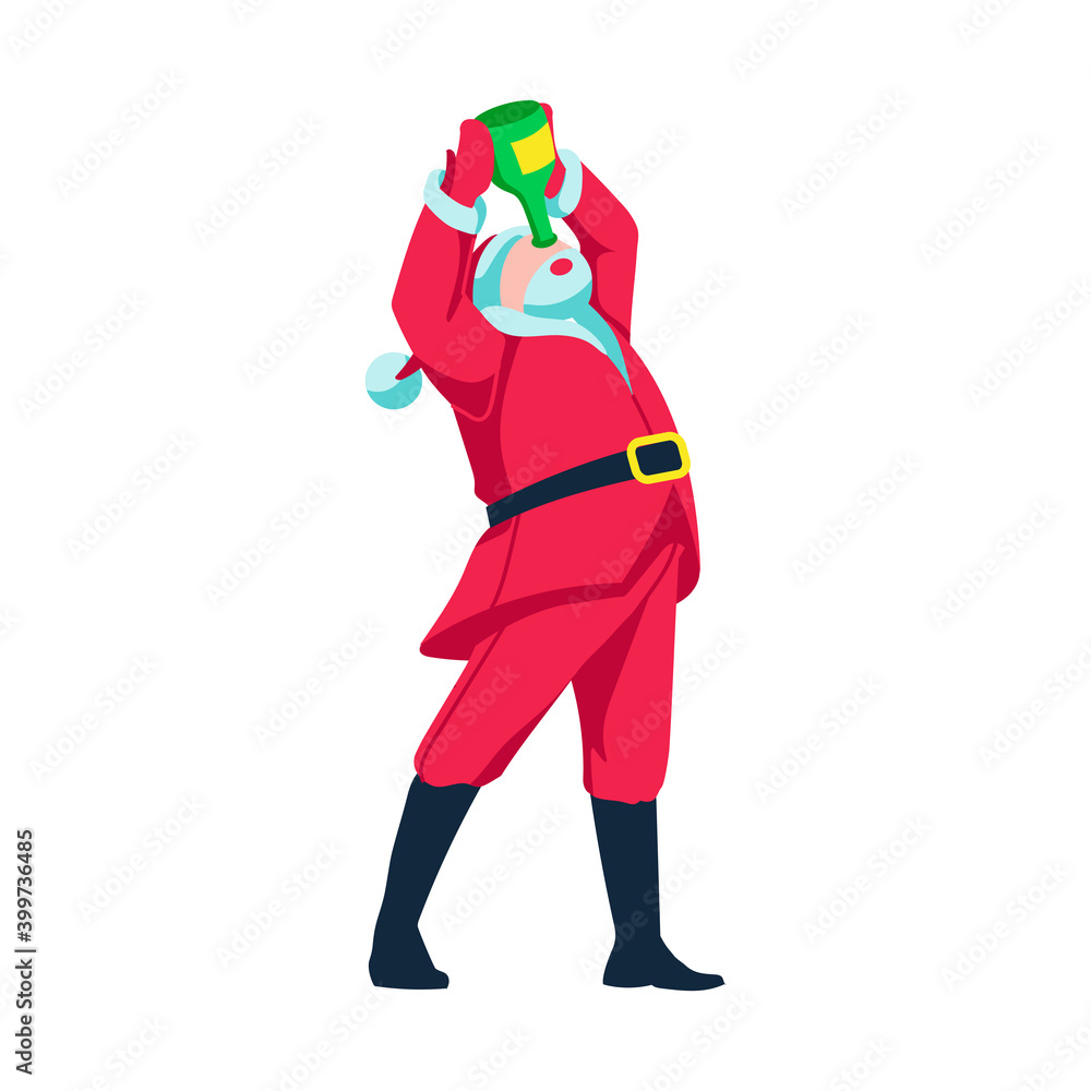 Joyfull Santa Claus. Funny Christmas character having fun celebrating holidays, Merry Christmas and Happy New Year concept cartoon vector illustration Joyfull Santa Claus. Funny Christmas character having fun celebrating holidays, Merry Christmas and Happy New Year concept cartoon vector illustration