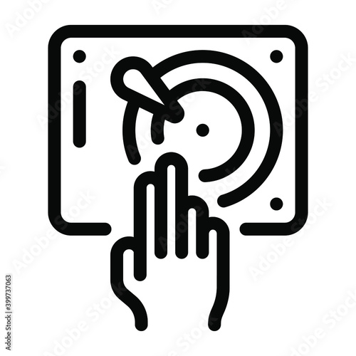 
Retro record, glyph icon of vinyl with disc jockey 
