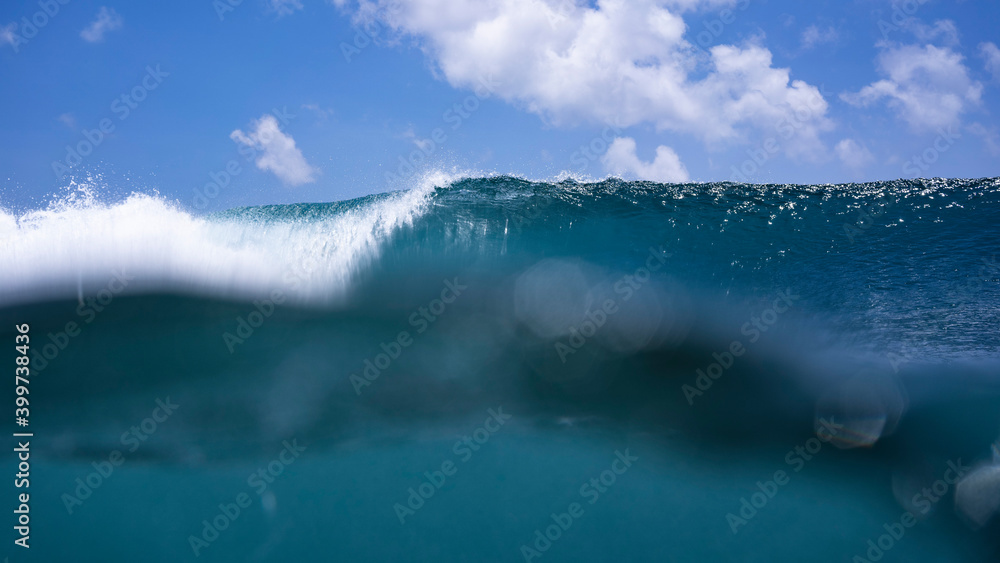Fototapeta premium majestic nature backgrounds with high crushing waves in the ocean. High quality photo