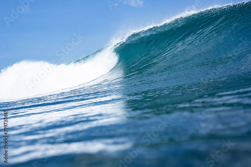 majestic nature backgrounds with high crushing waves in the ocean. High quality photo