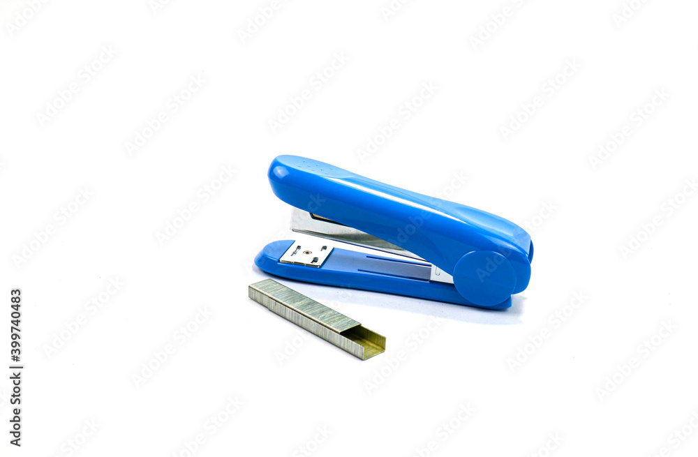side view of blue stapler on white background ,stationery for back to school concept, side view of blue stapler on white background ,stationery for back to school concept,