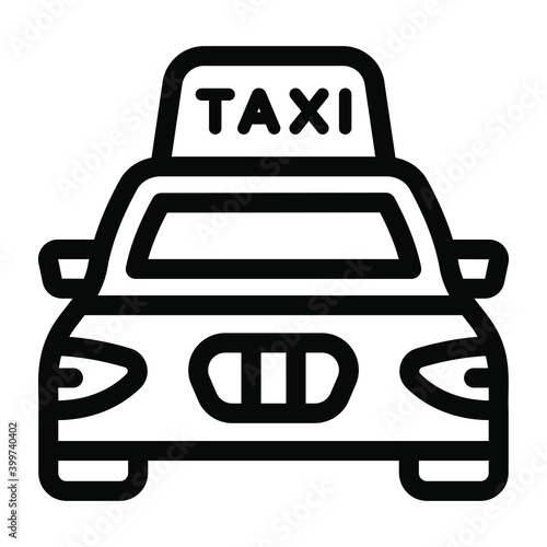 
A public transport icon, glyph design of taxi 
