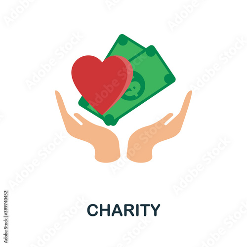 Charity flat icon. Color simple element from volunteering collection. Creative Charity icon for web design, templates, infographics and more