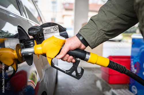 Konstfotografi December 10 2020, Lyon, Rhone alpes auvergne, France : diesel fuel pump service,