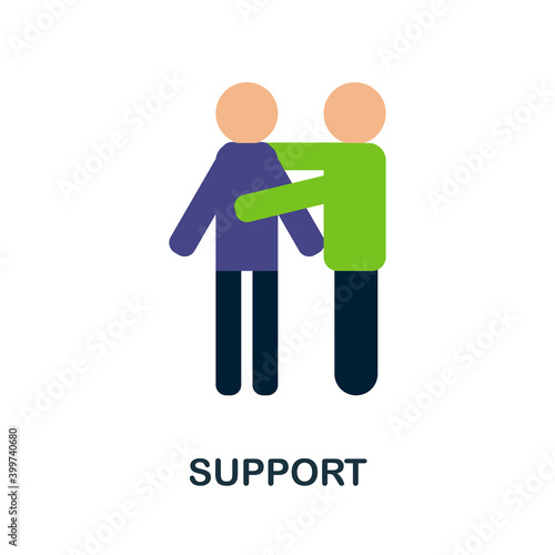 Support flat icon. Color simple element from volunteering collection. Creative Support icon for web design, templates, infographics and more