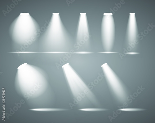 Set of High Quality Realistic Sportlight for your Design . Isolated Vector Elements