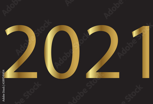 gold numbers 2021 on black background