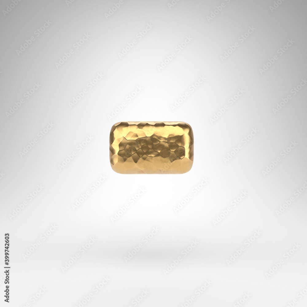 Minus symbol on white background. Hammered brass 3D sign with shiny metallic texture. Minus symbol on white background. Hammered brass 3D sign with shiny metallic texture.