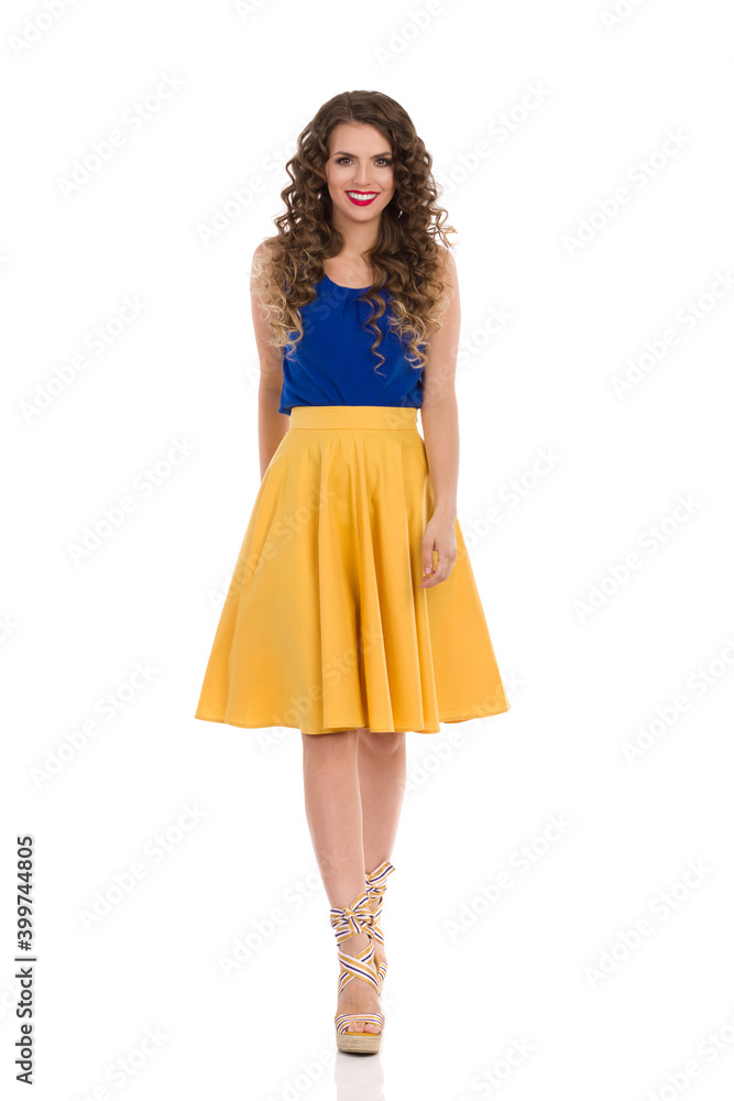 Smiling Beautiful Woman Is Walking Towards Camera Smiling Beautiful Woman Is Walking Towards Camera