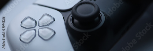 White modern game pad closeup background. Videogame cosole concept