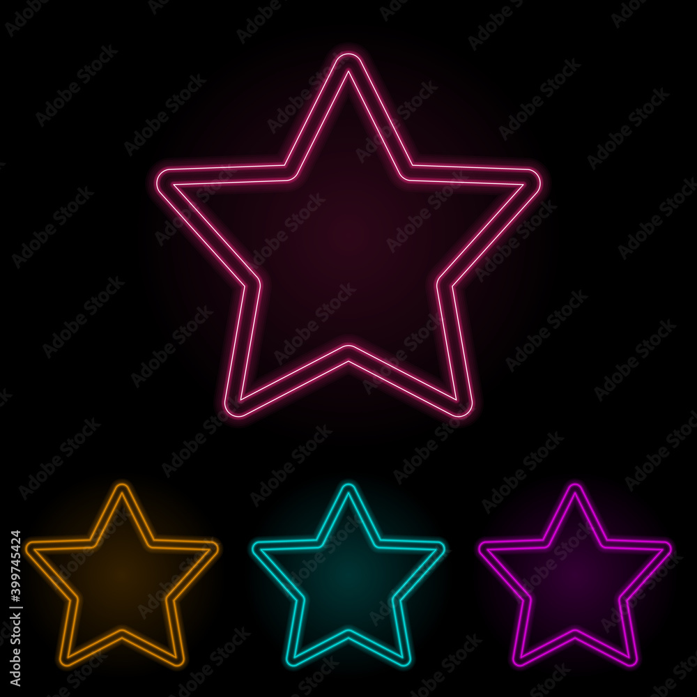 five-pointed star color neon set. Simple thin line, outline vector of web icons for ui and ux, website or mobile application five-pointed star color neon set. Simple thin line, outline vector of web icons for ui and ux, website or mobile application