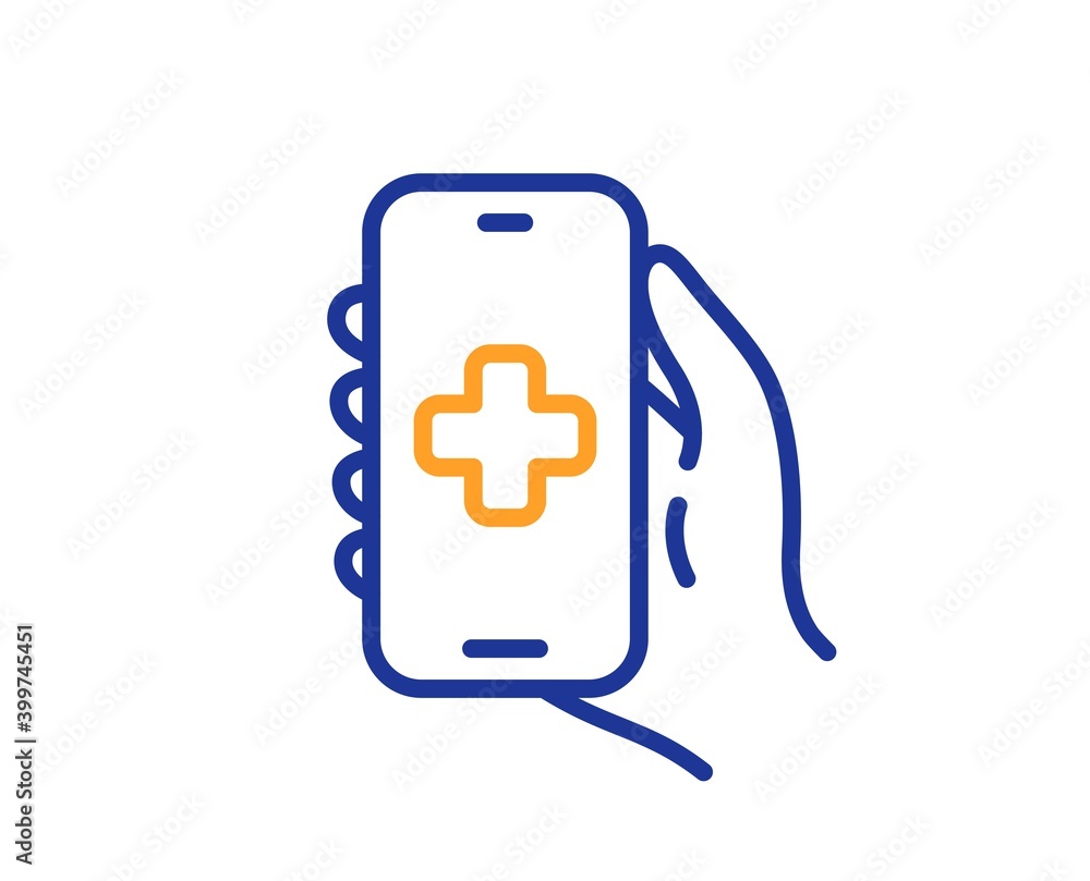 Health phone app line icon. Medical healthcare sign. Online doctor symbol. Quality design element. Line style health app icon. Editable stroke. Vector Health phone app line icon. Medical healthcare sign. Online doctor symbol. Quality design element. Line style health app icon. Editable stroke. Vector