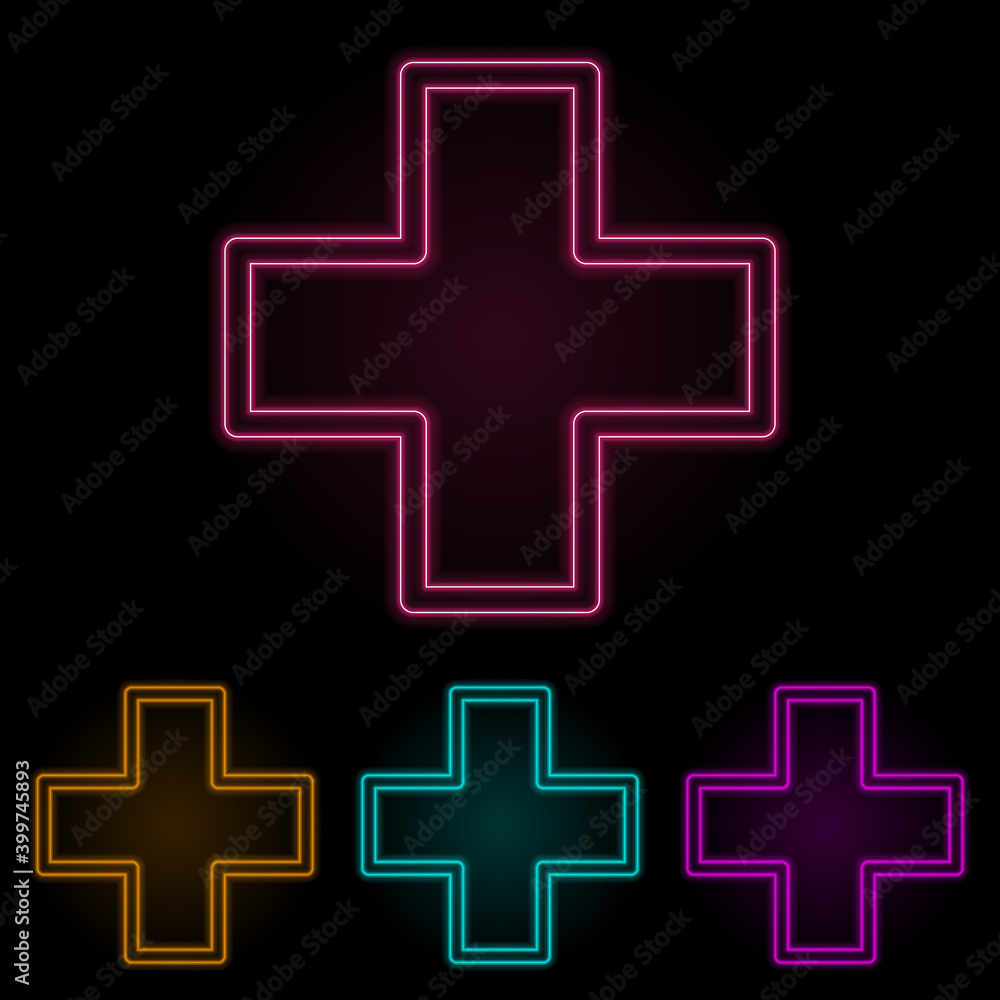 Fototapeta premium plus sign color neon set. Simple thin line, outline vector of web icons for ui and ux, website or mobile application