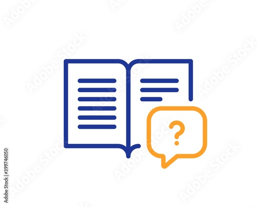 Instruction manual line icon. Help book sign. Question faq symbol. Quality design element. Line style instruction manual icon. Editable stroke. Vector