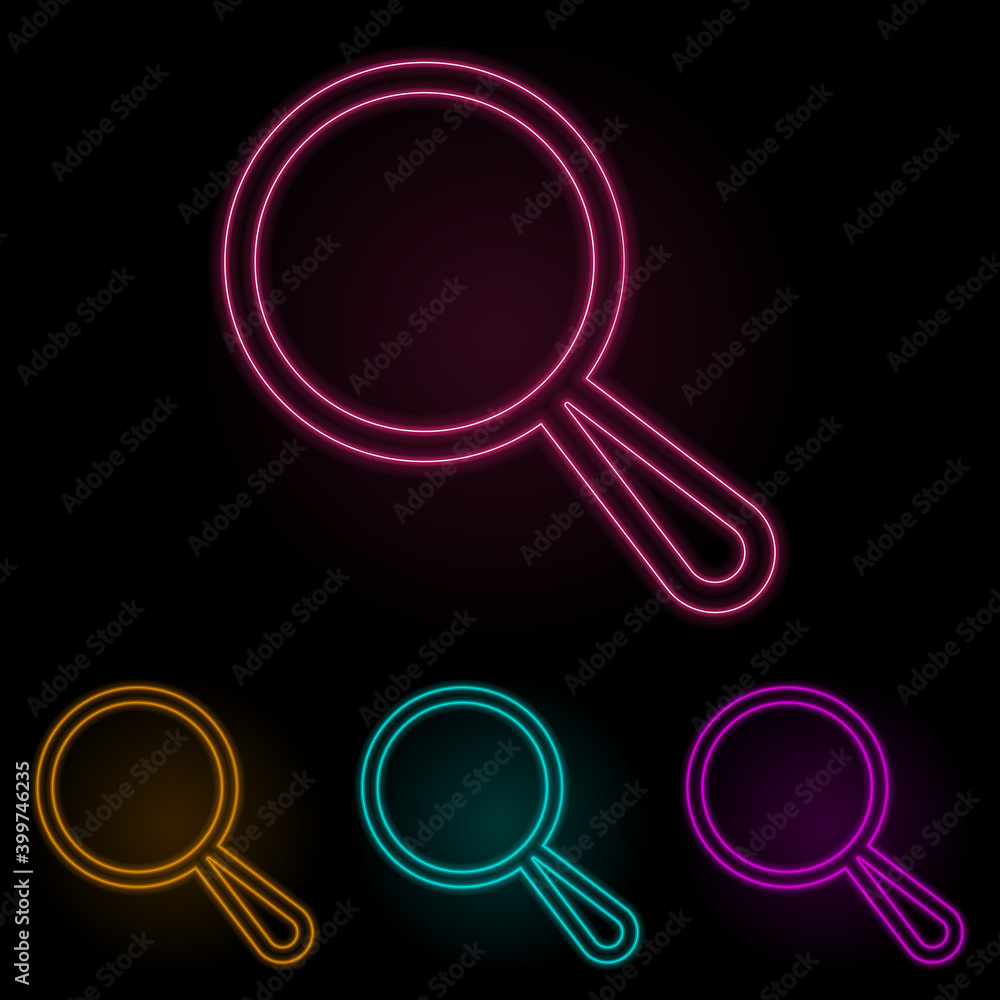 magnifier color neon set. Simple thin line, outline vector of web icons for ui and ux, website or mobile application magnifier color neon set. Simple thin line, outline vector of web icons for ui and ux, website or mobile application