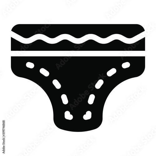 
Infant garment, solid icon of baby napkin 
