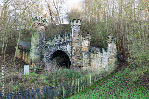 Castle style railway tunnel portal photo