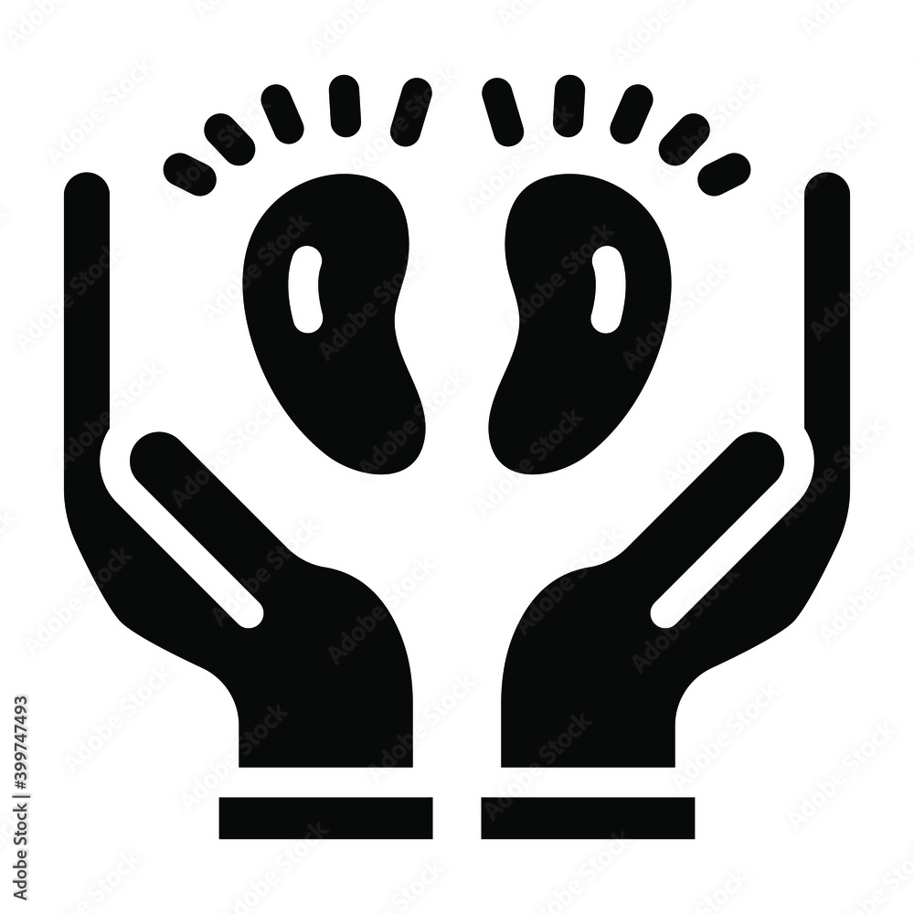Newborn footprint inside mother hands, solid icon of baby care
Newborn footprint inside mother hands, solid icon of baby care