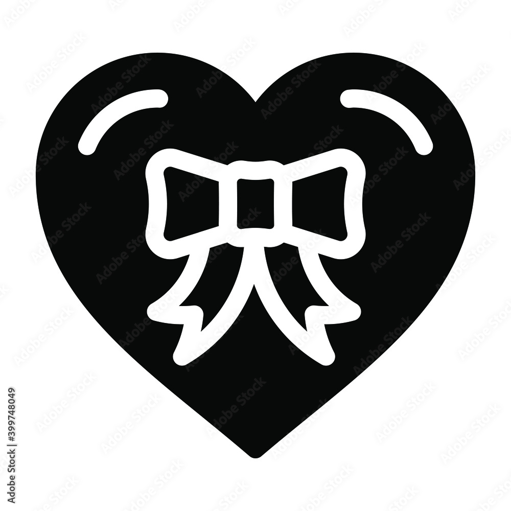 Love heart with bow icon in glyph design
Love heart with bow icon in glyph design
