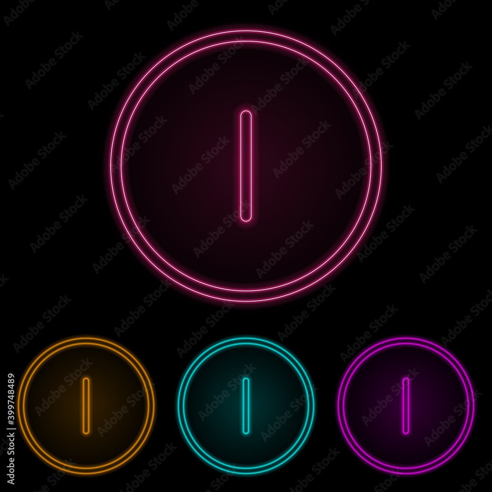 off sign color neon set. Simple thin line, outline vector of web icons for ui and ux, website or mobile application off sign color neon set. Simple thin line, outline vector of web icons for ui and ux, website or mobile application
