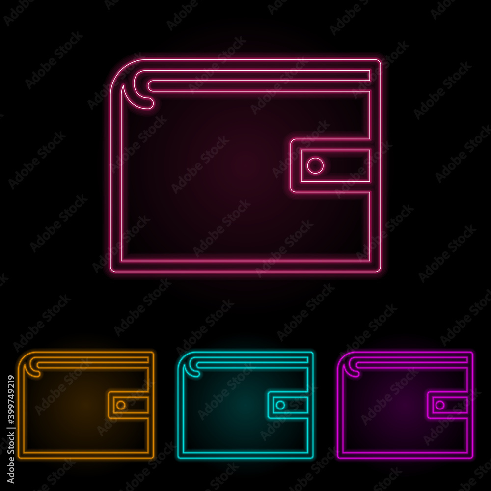 purse color neon set. Simple thin line, outline vector of web icons for ui and ux, website or mobile application purse color neon set. Simple thin line, outline vector of web icons for ui and ux, website or mobile application