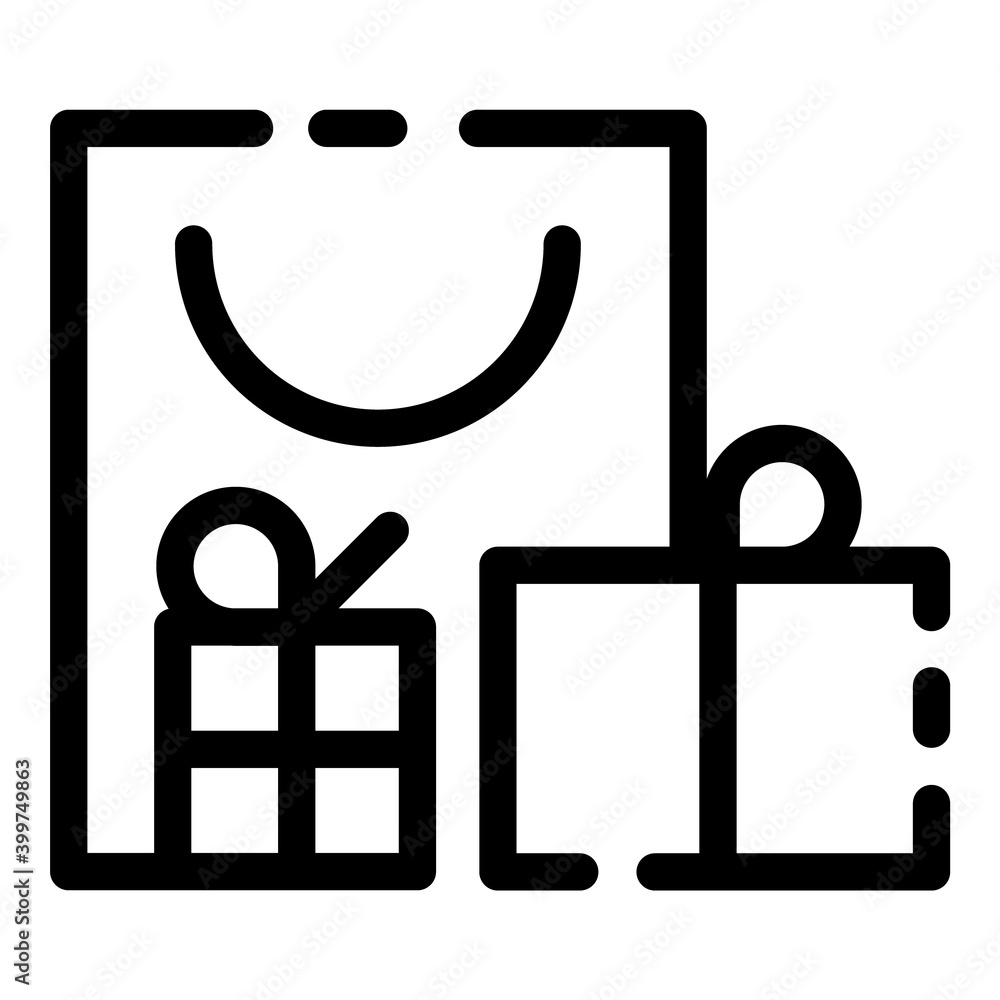Shopping Gifts Box Packet Flat Icon Isolated On White Background Shopping Gifts Box Packet Flat Icon Isolated On White Background