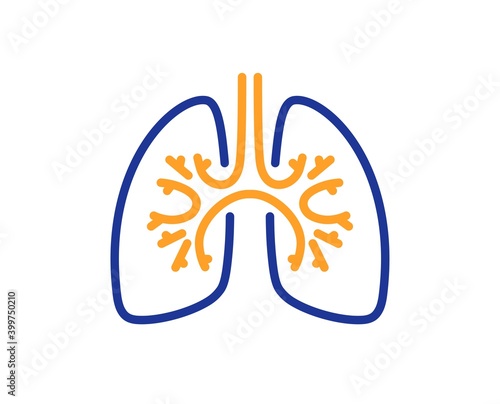 Lungs line icon. Pneumonia disease sign. Respiratory distress symbol. Quality design element. Line style lungs icon. Editable stroke. Vector