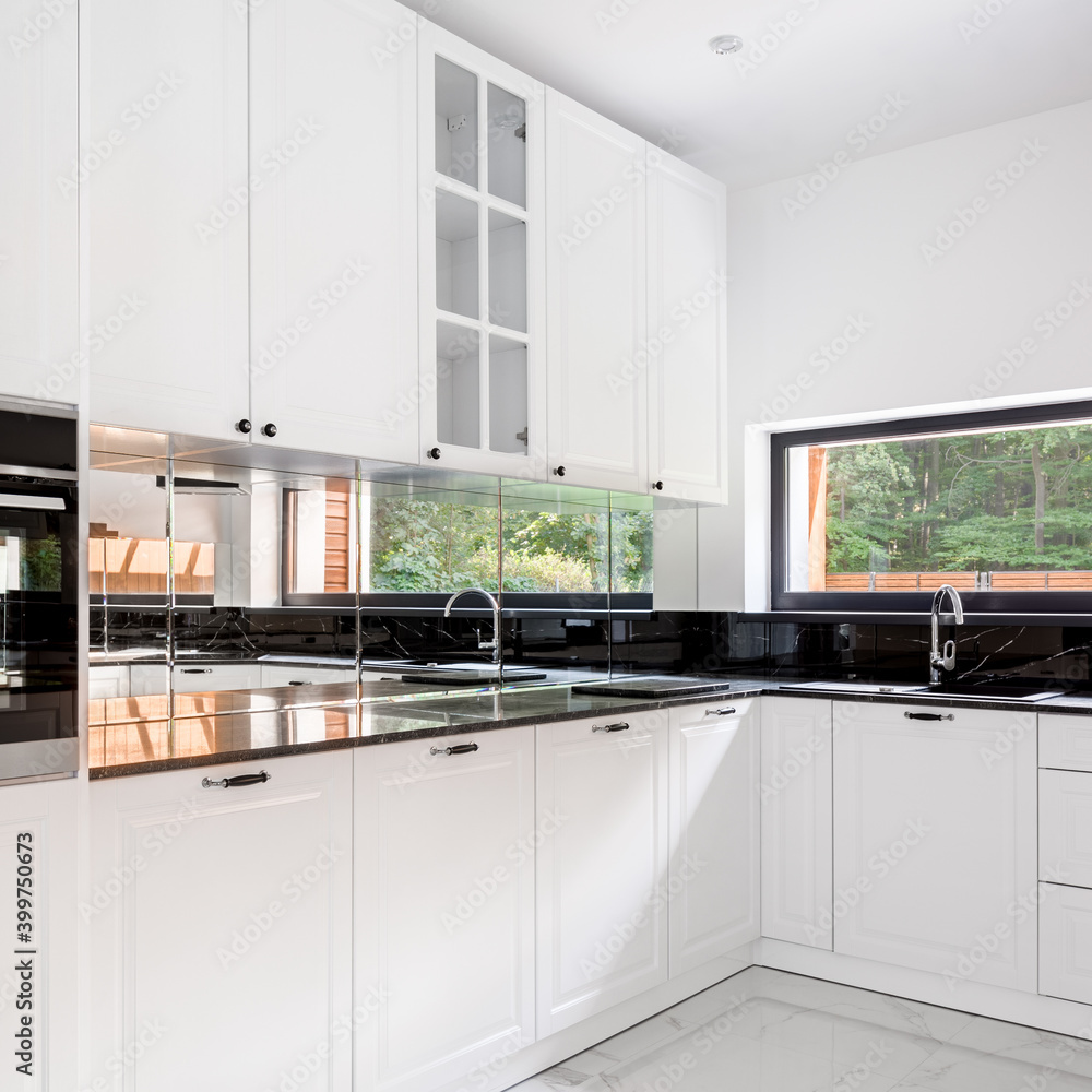 Classic white kitchen with window Classic white kitchen with window