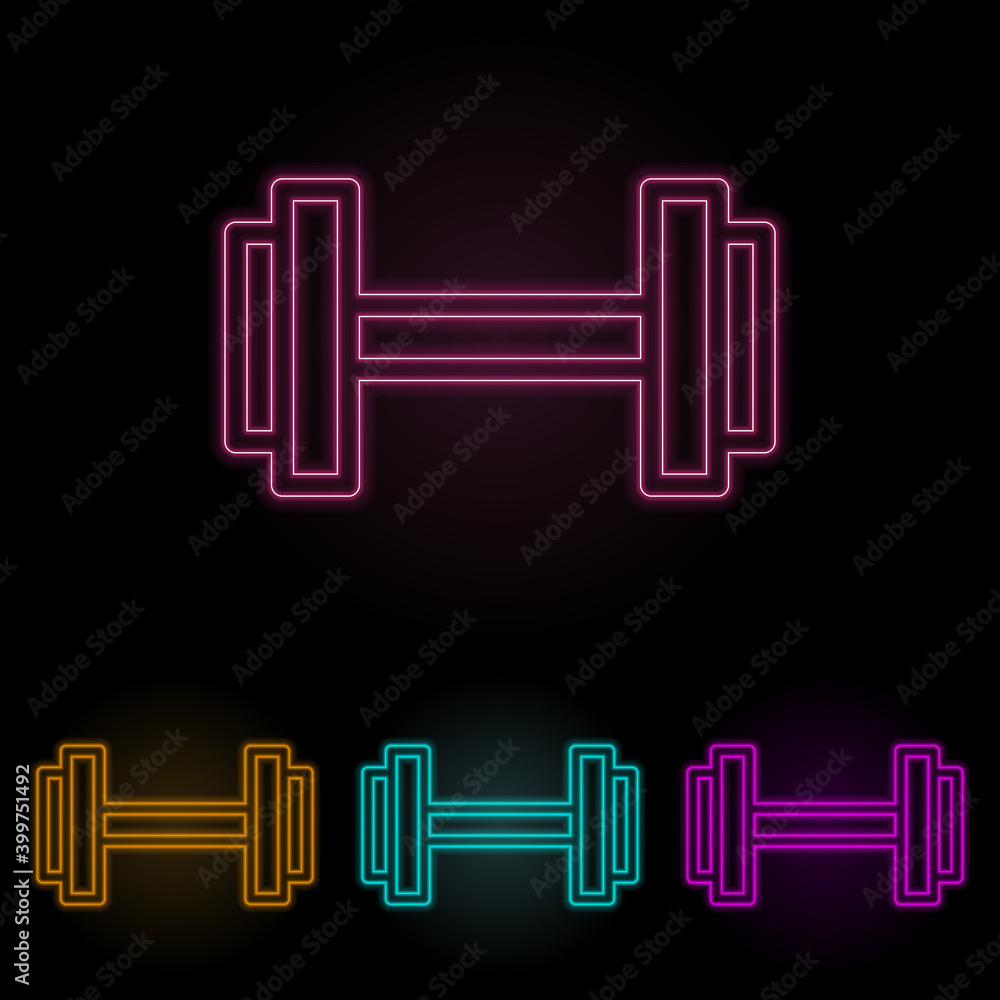 dumbbells color neon set. Simple thin line, outline vector of web icons for ui and ux, website or mobile application dumbbells color neon set. Simple thin line, outline vector of web icons for ui and ux, website or mobile application