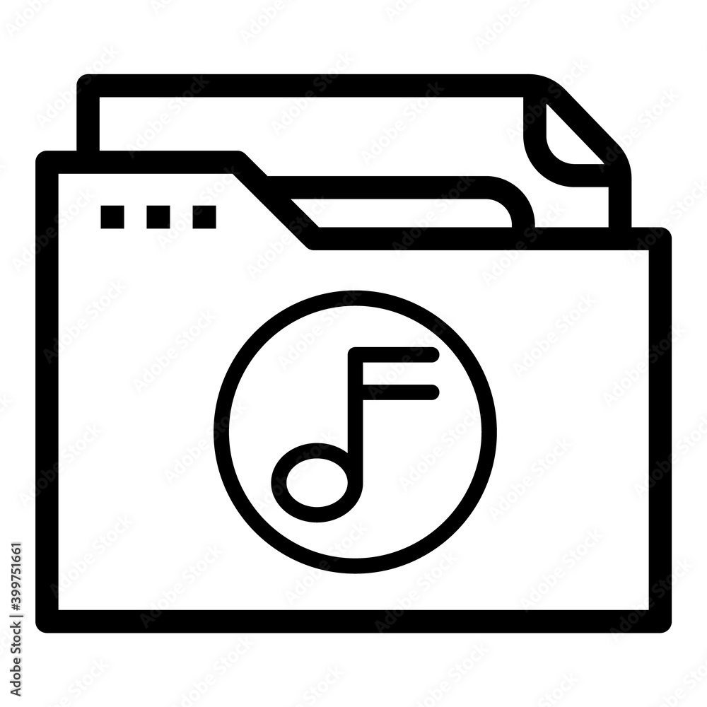 File Folder Music Sound Media Document Flat Icon Isolated On White Background File Folder Music Sound Media Document Flat Icon Isolated On White Background