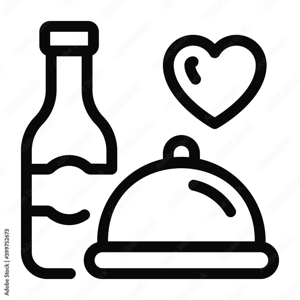 Heart cloche with wine bottle, love dinner solid icon design
Heart cloche with wine bottle, love dinner solid icon design