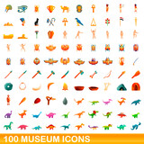 100 museum icons set. Cartoon illustration of 100 museum icons vector set isolated on white background