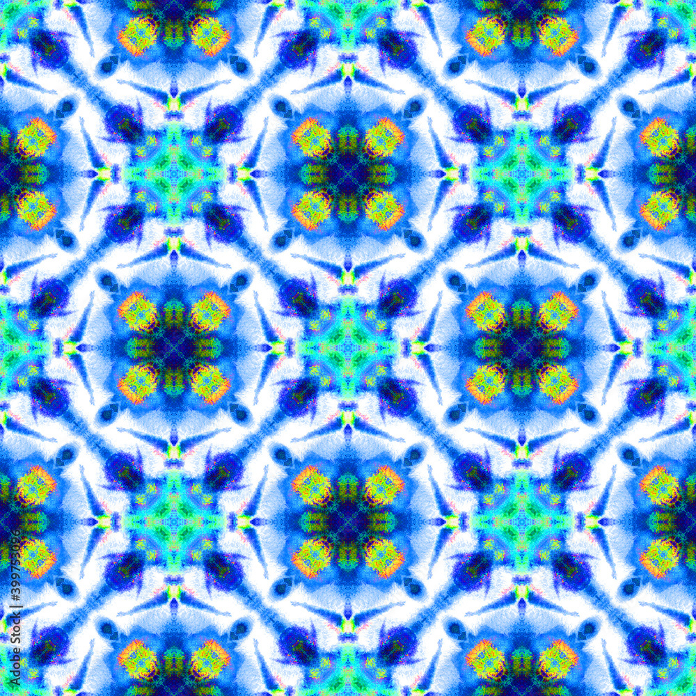Chevron Geometric Hand Drawn Painted.  Bohemian, Hippie, Boho, Gypsy Seamless Pattern.  Geo Geometric. Ethnic Traditional Rug. Blue, Green  Mosaic. Organic Ornament.