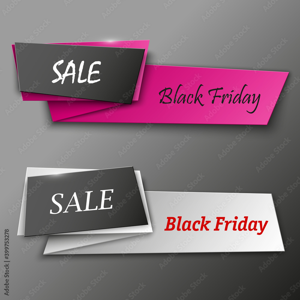 Black friday sale banner design set over a background, vector illustration