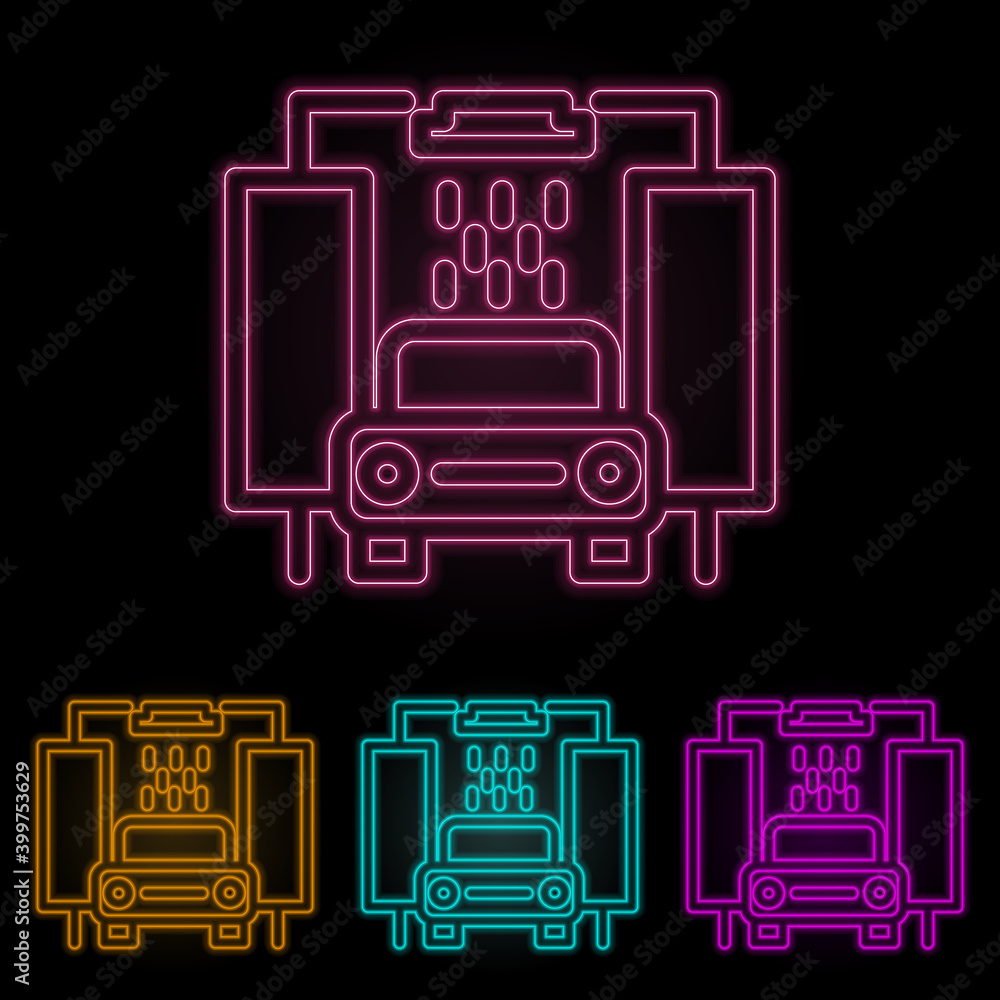 car wash color neon set. Simple thin line, outline vector of web icons for ui and ux, website or mobile application car wash color neon set. Simple thin line, outline vector of web icons for ui and ux, website or mobile application