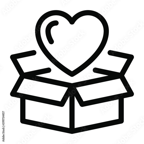 
Heart parcel, solid icon of love box 
