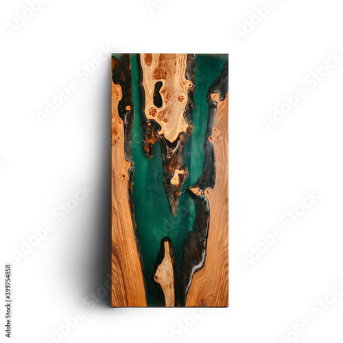The table top made of epoxy resin and wood