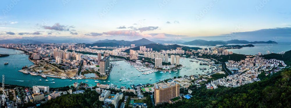 Aerial photography of the architectural landscape of Sanya, China
