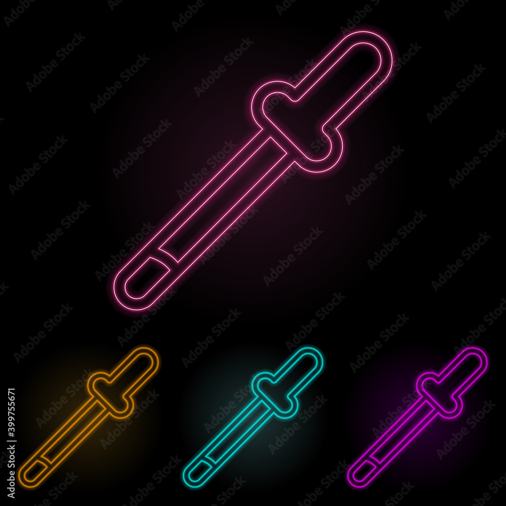 pipette color neon set. Simple thin line, outline vector of web icons for ui and ux, website or mobile application pipette color neon set. Simple thin line, outline vector of web icons for ui and ux, website or mobile application