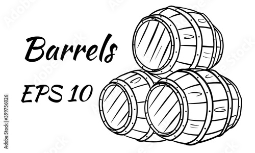 Barrel for wine or beer. Isolated on a white background.