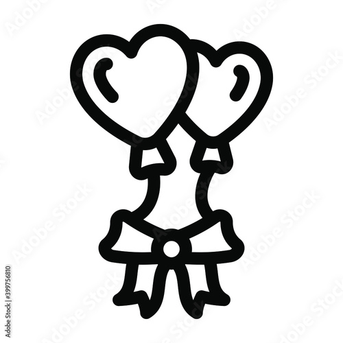 
Solid icon of bow balloons, party decor accessories 
