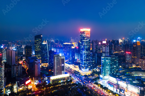 Aerial photography of modern Chinese urban architecture landscape night view © 昊 周