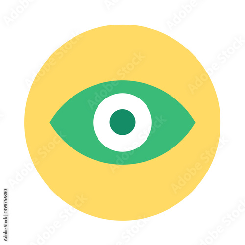 Eye Icon, Web App Button Flat Vector Design