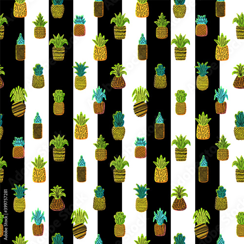 Pineapples vector seamless pattern