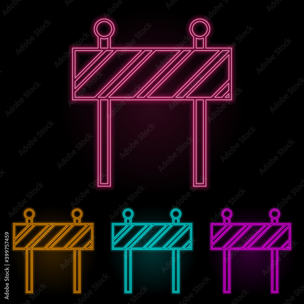 road barrier color neon set. Simple thin line, outline vector of web icons for ui and ux, website or mobile application road barrier color neon set. Simple thin line, outline vector of web icons for ui and ux, website or mobile application