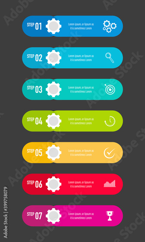 Infographics design vector and business icons with 7 options for presentation and web site