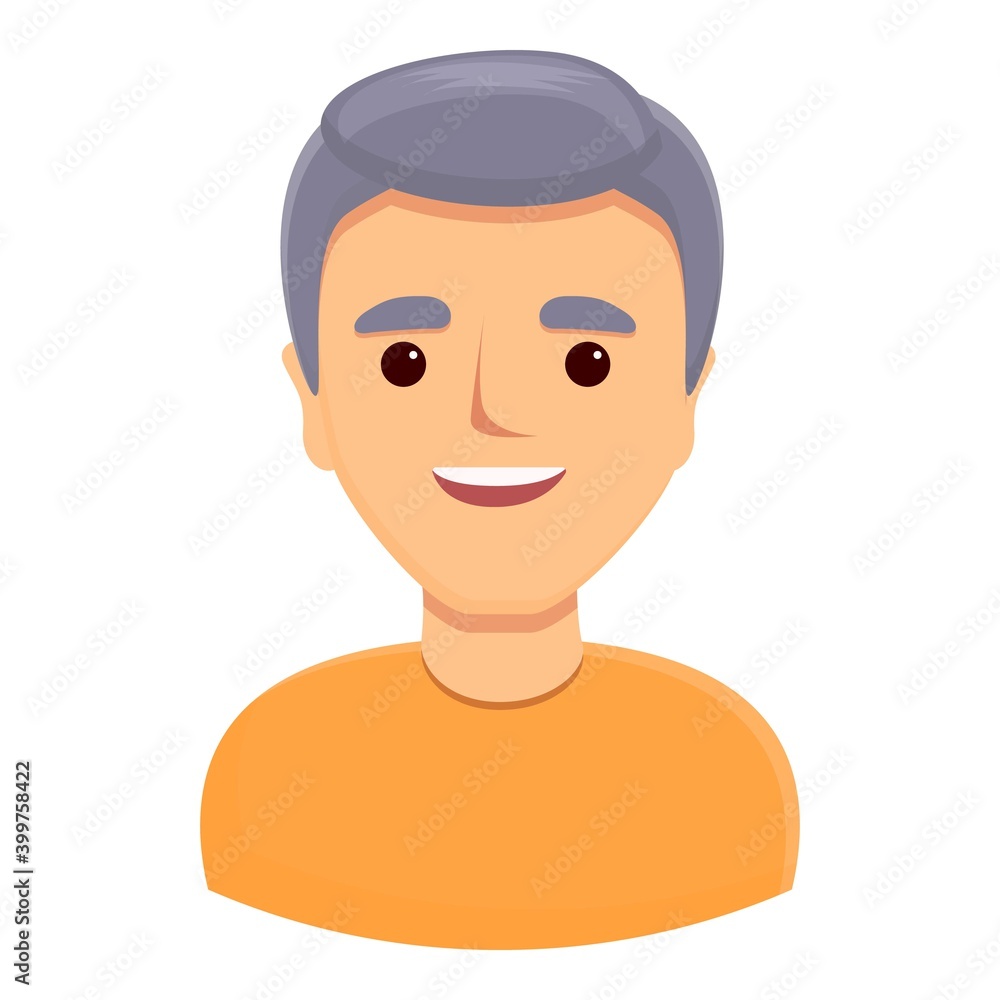 Gray haired man icon. Cartoon of gray haired man vector icon for web design isolated on white background Gray haired man icon. Cartoon of gray haired man vector icon for web design isolated on white background