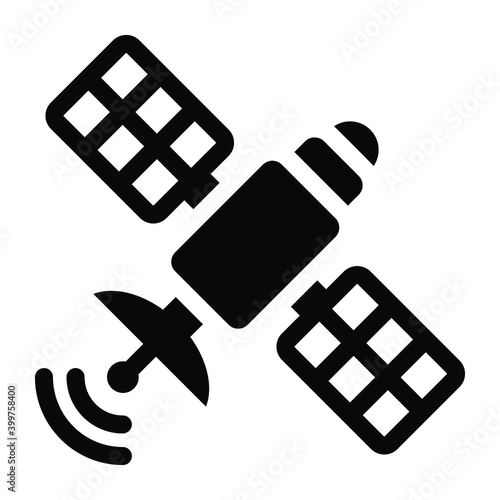 
Artificial satellite or artificial spaceflight icon in glyph  style 
