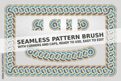 Vintage Circle Geometric Frame Pattern 03 - Ready to use Illustrator brush with corners and caps